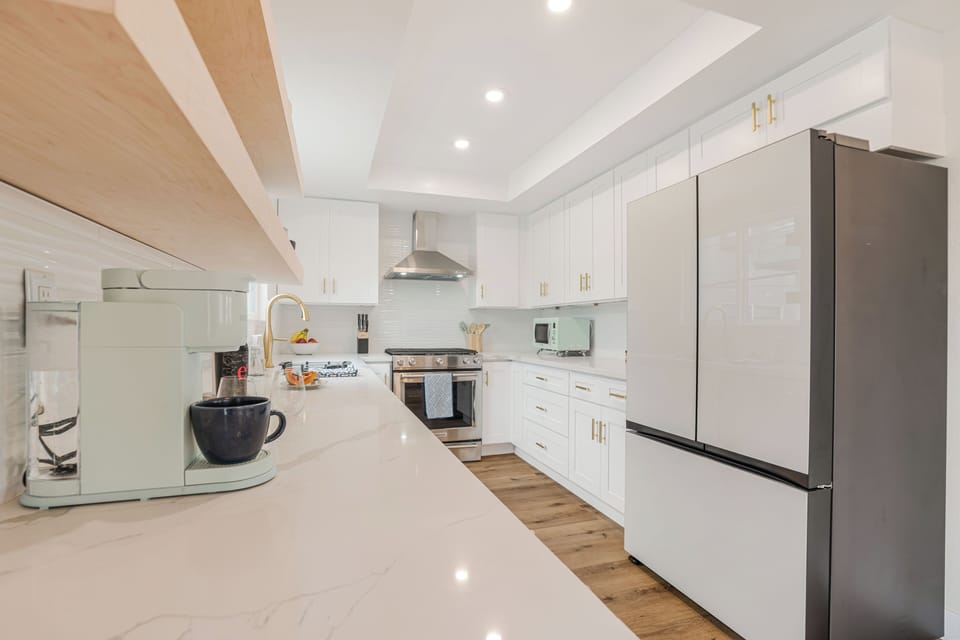 Well stocked kitchen.