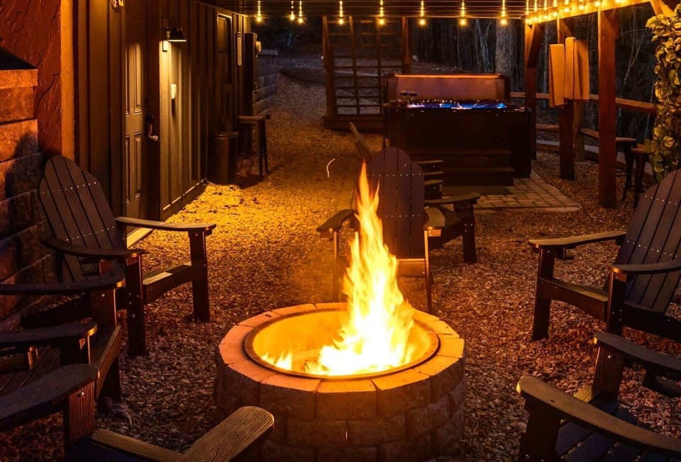 Gather around the fire pit, relax in the hot tub, or unwind on the spacious deck.