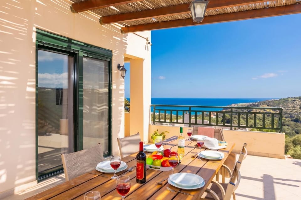 Sheltered terrace area with sea views
