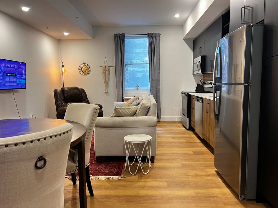 An open space layout that brings the living and dining areas together beautifully.