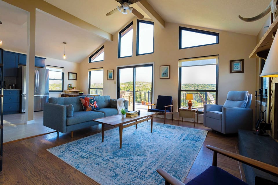 Enjoy stunning views through floor-to-ceiling windows