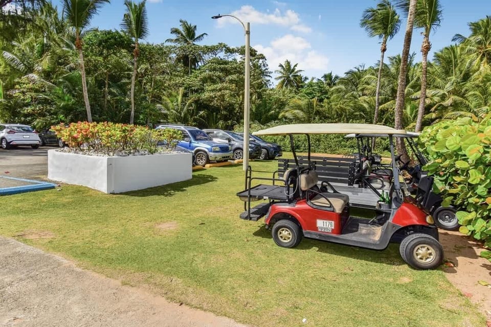 Lots of golf carts on the property and you can schedule to rent one from a local vendor, or just drive your car.