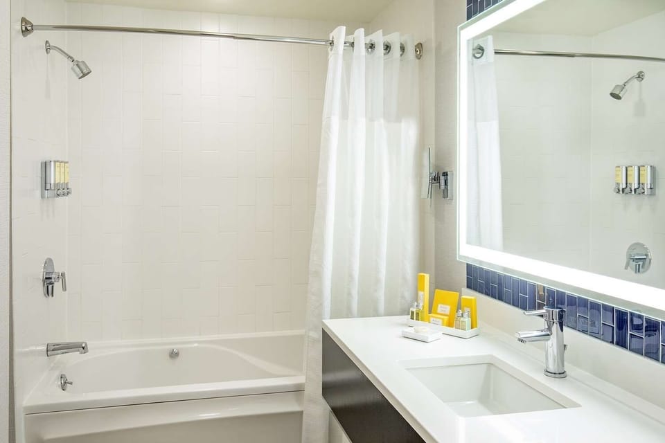 Refresh with a bright, spa-like bath and rain shower.