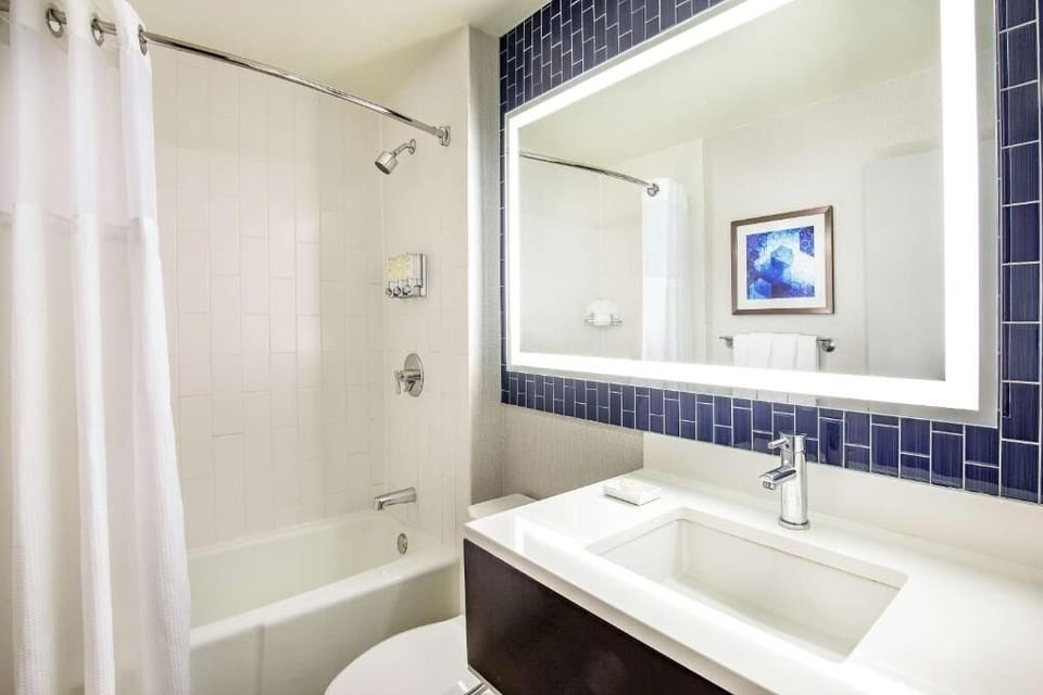 Sip coffee and plan your day under warm, ambient lighting.