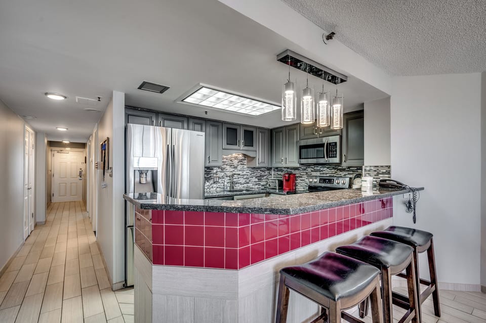 Modern kitchen with bar seating