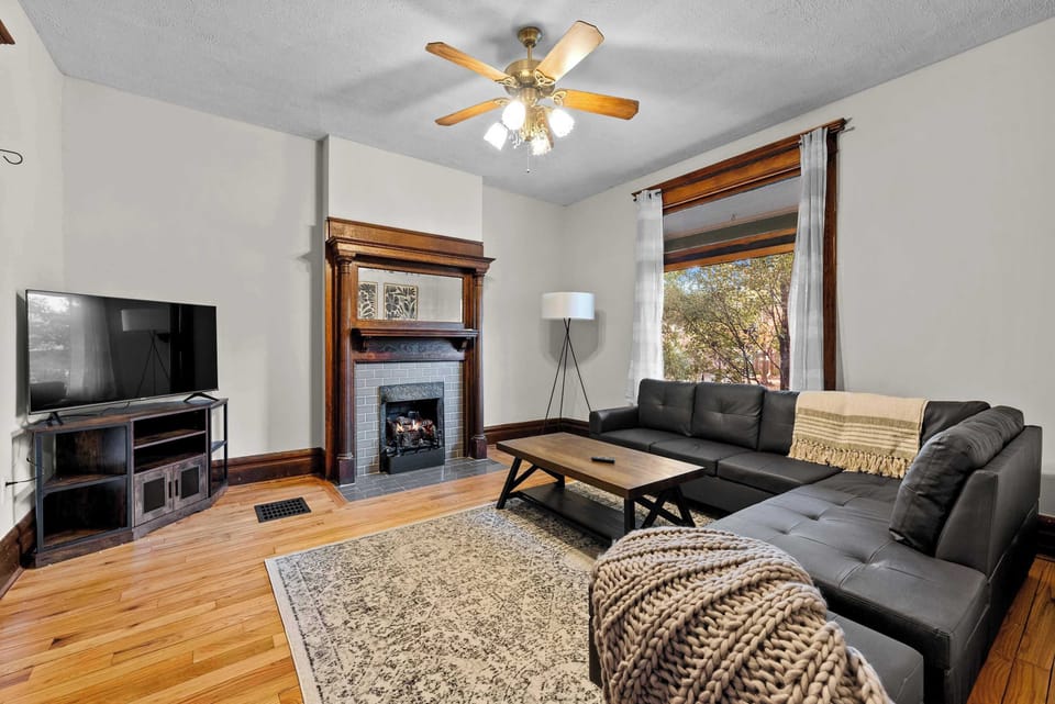 Cozy living area with sectional sofa, and Smart TV
