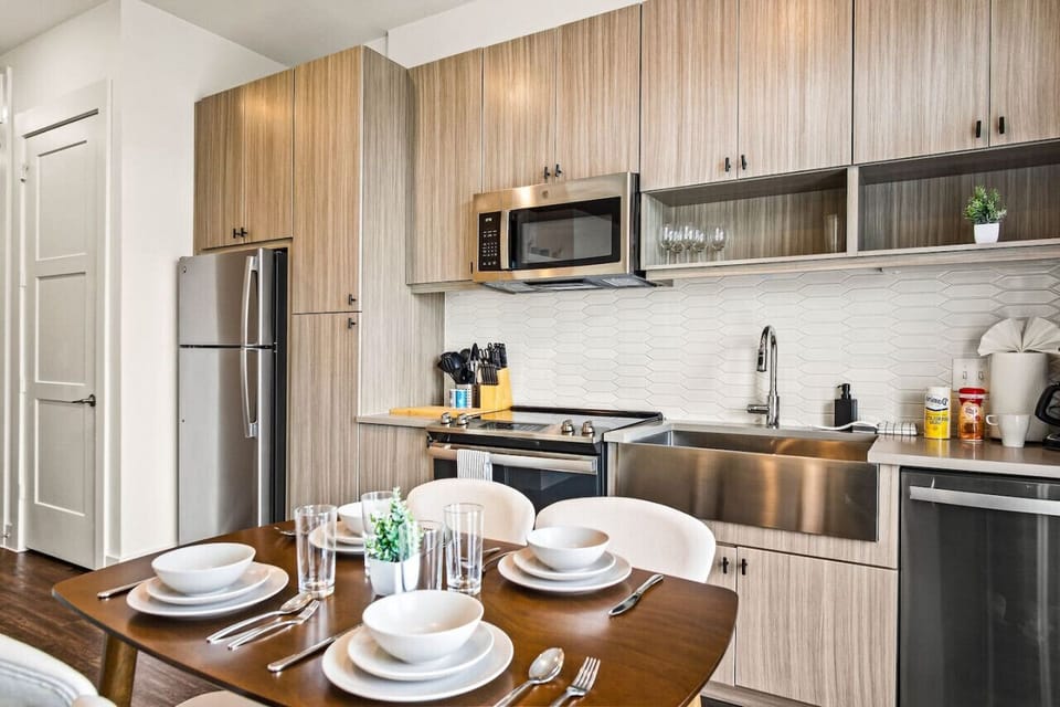 You are surrounded by tasteful decor and warm tones, making the dining room a perfect setting for any occasion.