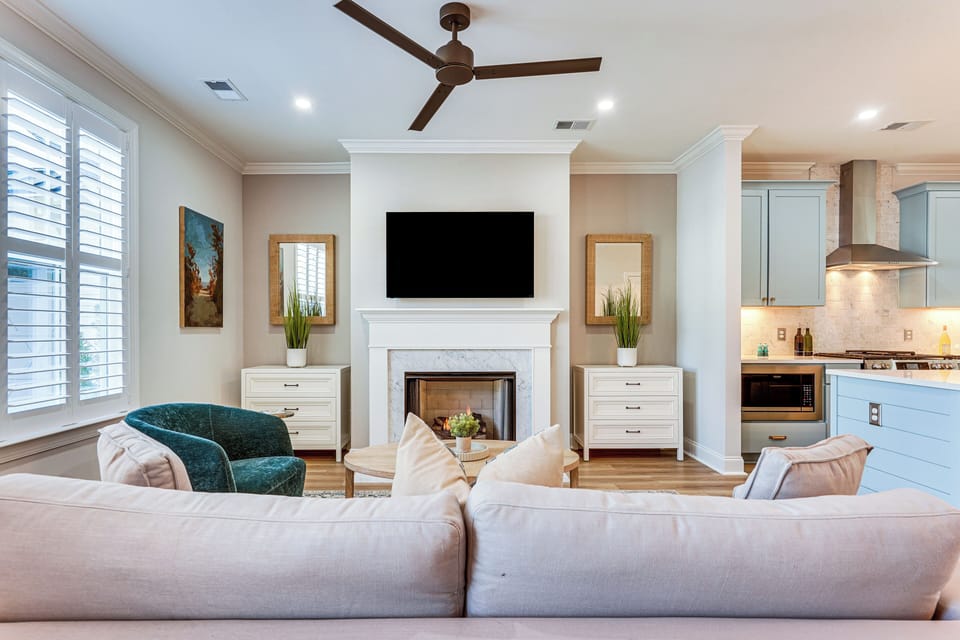 Living Room | 1st Floor | 2-Story Townhome | Central A/C & Heating