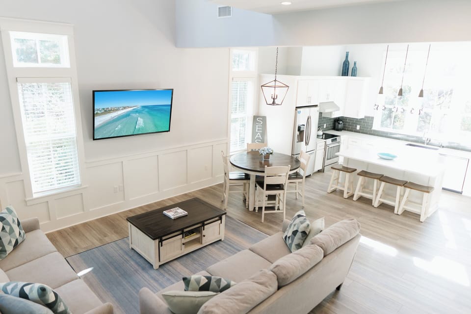 Elevated view of our spacious living area.