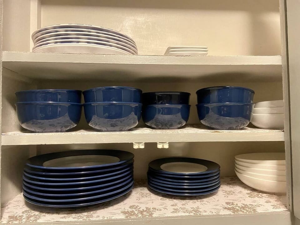 Dishes, glasses, silverware, pots, pans, bakeware, cutlery, cooking and serving utensils, ...if you need it and can't find it here, please let us know!
