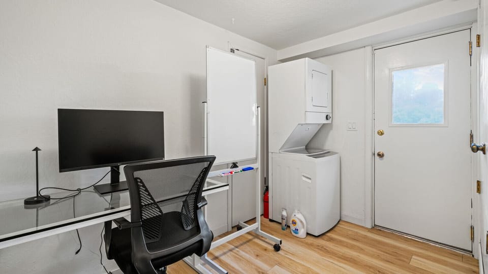 Dedicated workspace and laundry area