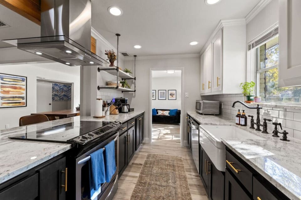 Whip up delicious meals with modern appliances, ample counter space, and all the cooking essentials provided.