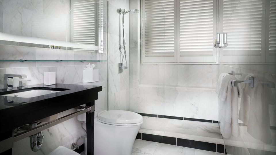 Start your day with bright vanity space and soft towels.