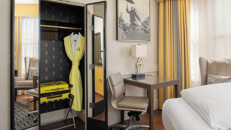 Settle in with convenient storage and a ready-to-work desk.