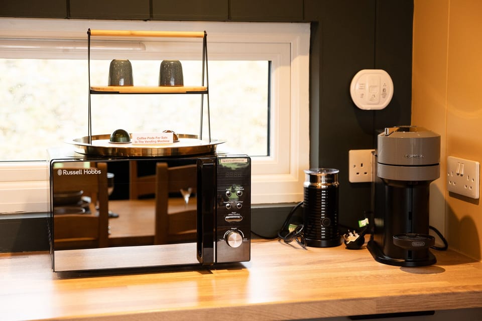 Microwave and nespresso machine