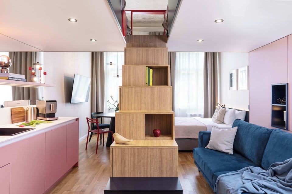 Lower floor offers queen size bed and convertible sofa, fully equipped kitchen and dinning table