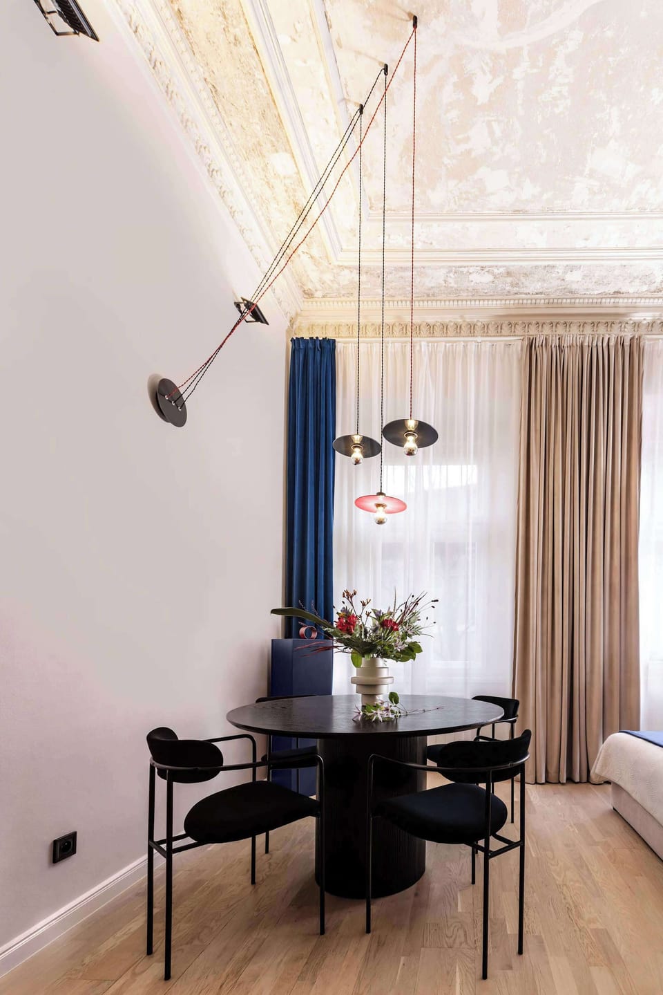 The apartment has wonderful ceilings