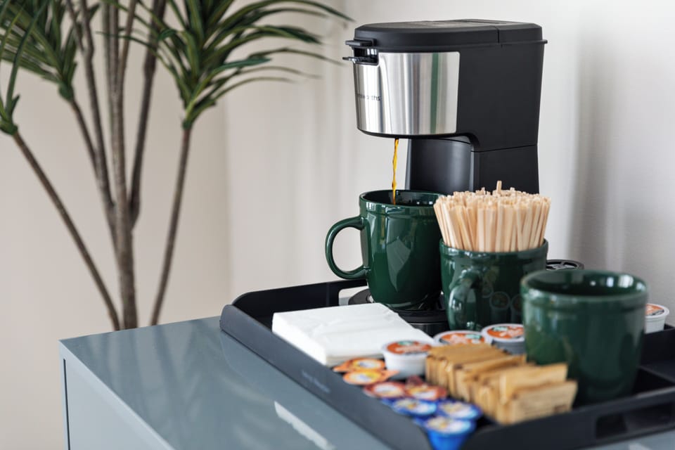 "Enjoy a private coffee bar in the primary bedroom for a cozy, personalized touch!"