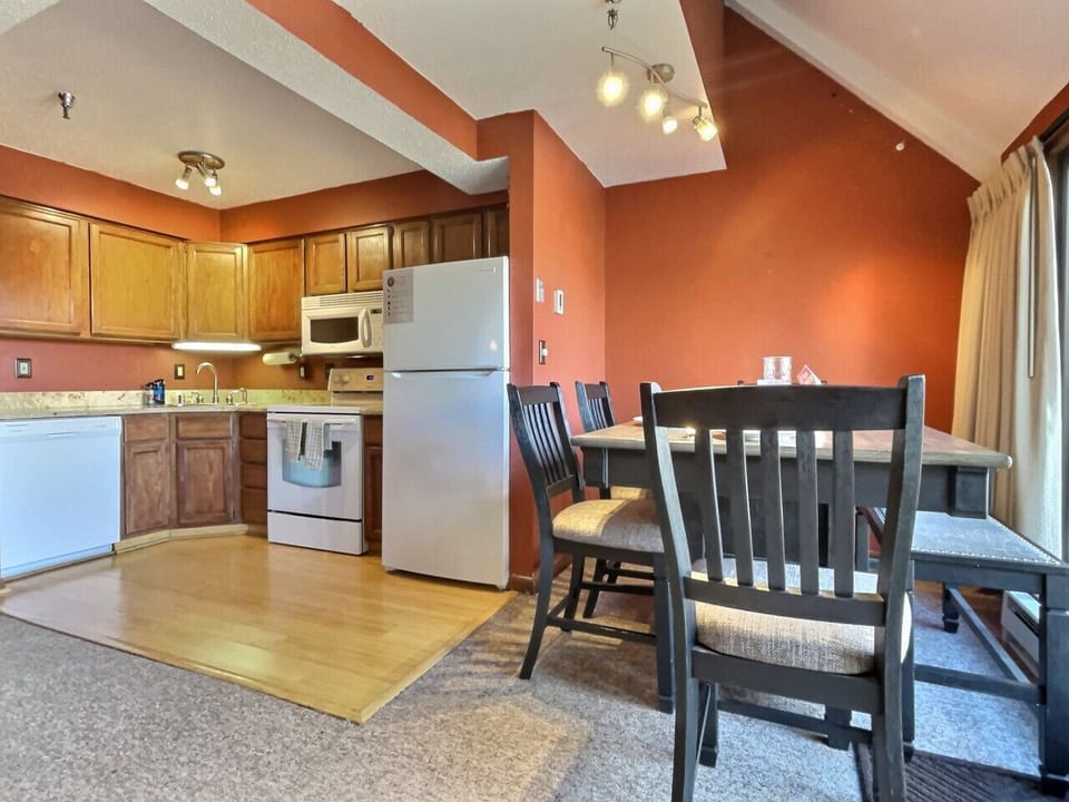 Open kitchen and dining space.