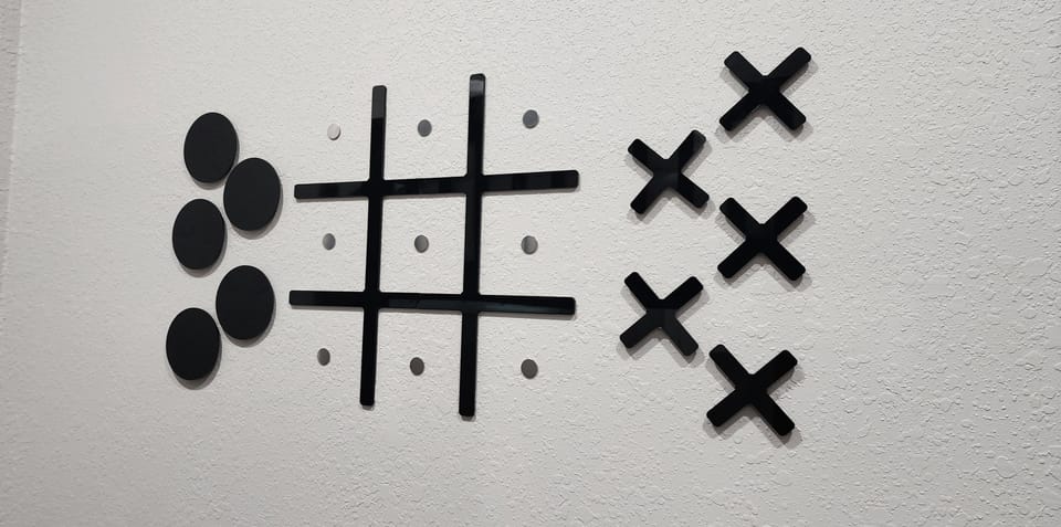 Enjoy a gam of tic tack toe, kids or adults 