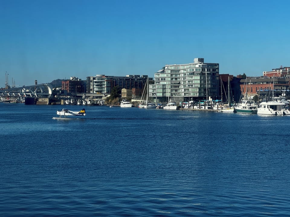 View from water of the building