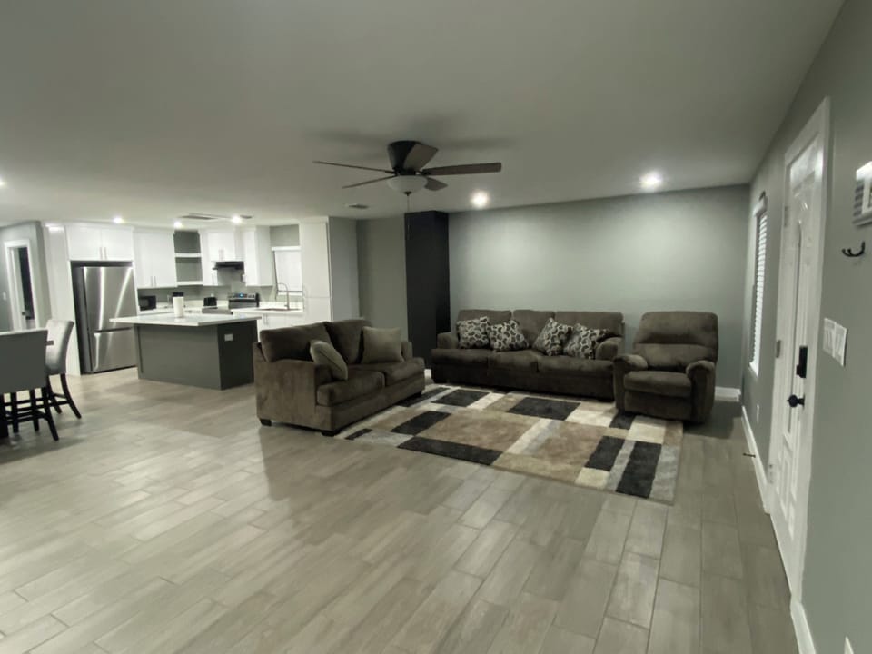 Leaving room area with a recliner.