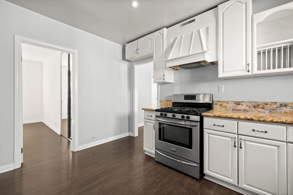 Kitchen and doorway into Bedroom 2
