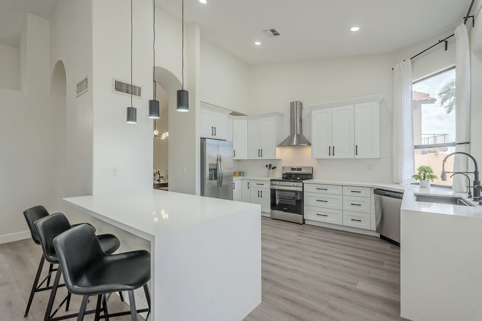 An open layout, ideal for cooking, dining, and gathering in a welcoming space