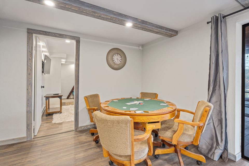 Poker table/mini billiard. Just remove the table top for the billiard.