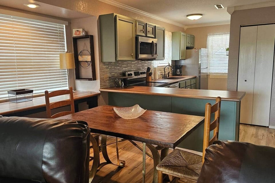 Designated work space and dining area.