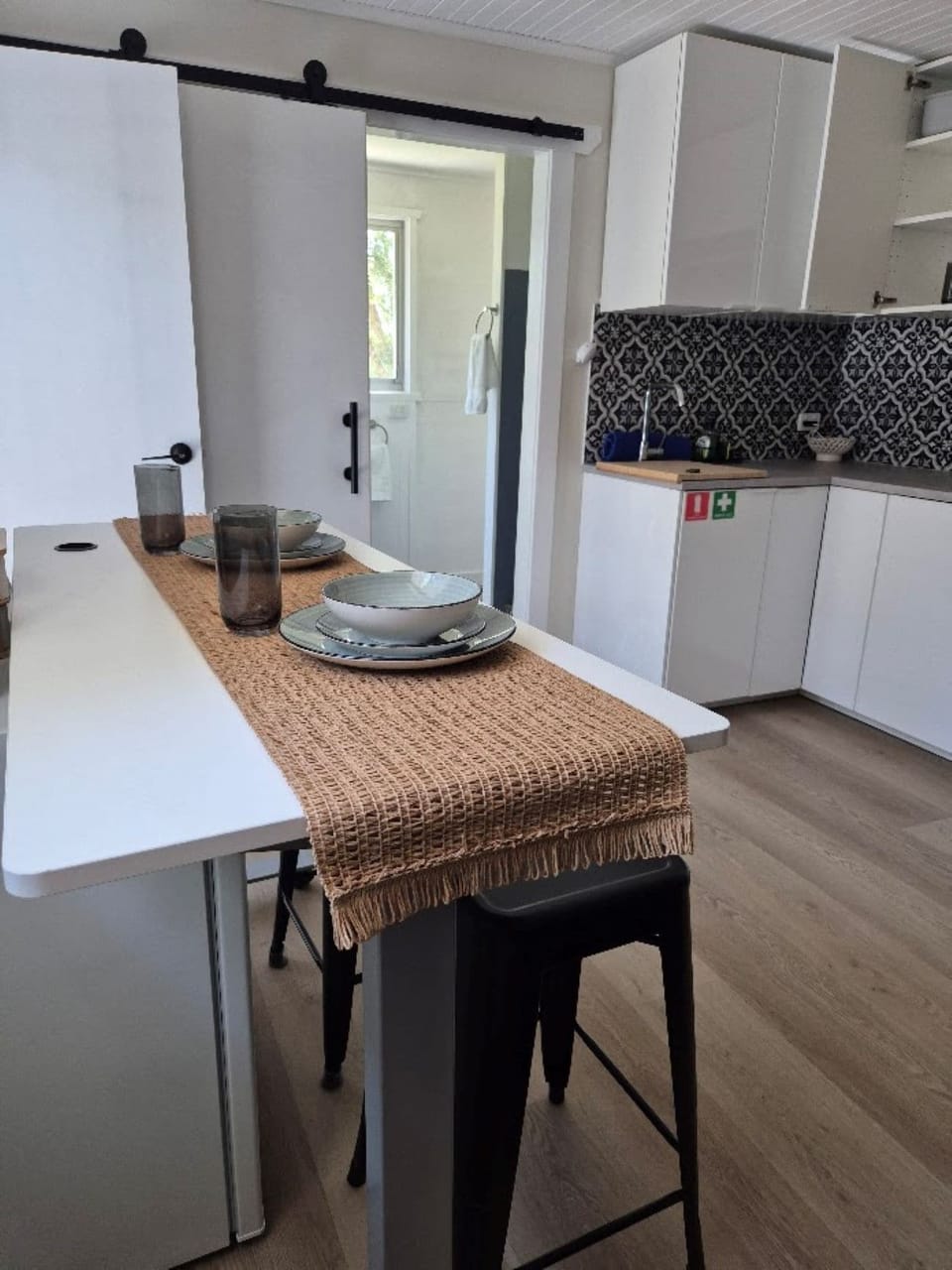You can move the coffee station table and create a dining area.