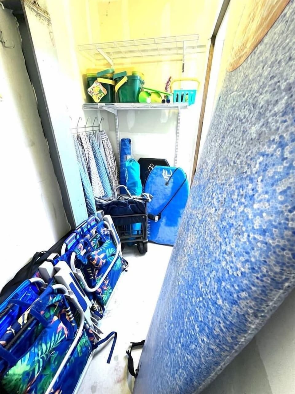 Outdoor storage full of beach supplies
