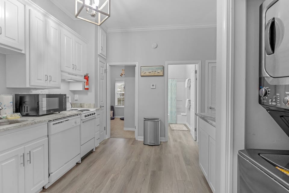 Small Kitchen Area with Stackable Washer/Dryer