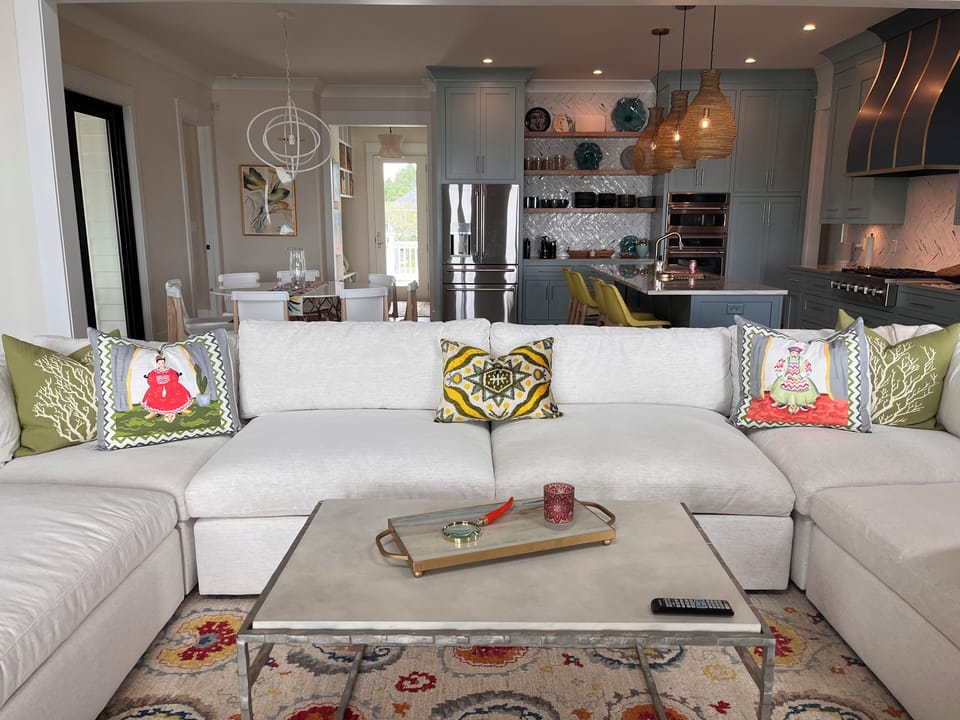 Living room with oversized U shape couch