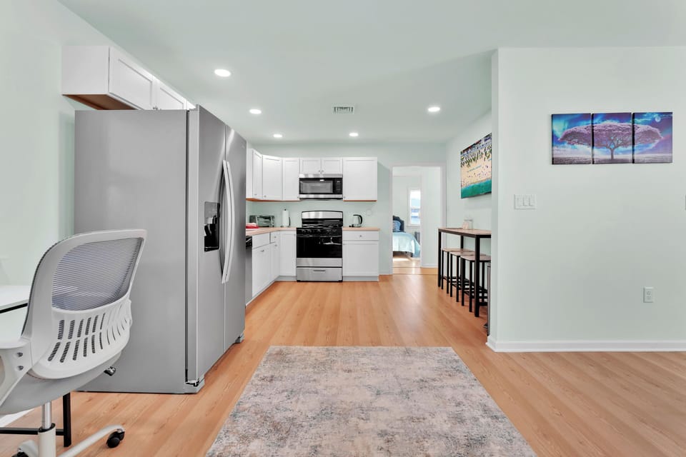 Brand New fully stocked kitchen. Brand new appliances. Central A/c & Heating.