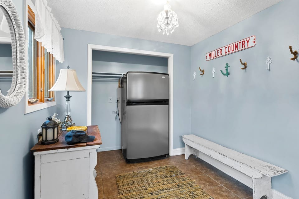 Front entryway with 2nd stainless steel fridge