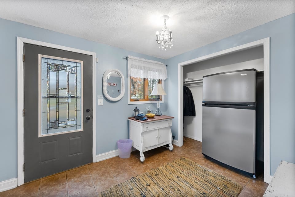 Cozy entryway features convenient key drop