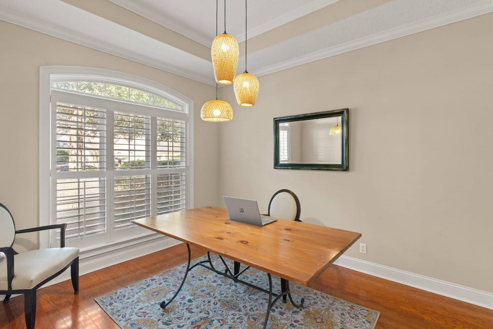 If you have work or studying to do, you can spread out in your own office (computer not provided).  Space can also be used as a dining room if needed.