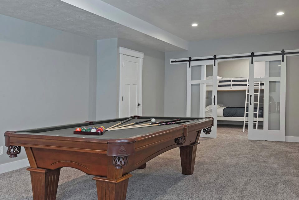 Pool table in the lower level lounge area