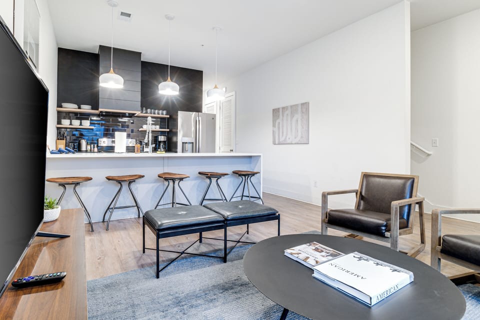 Barstool seating for quick snack or breakfast.