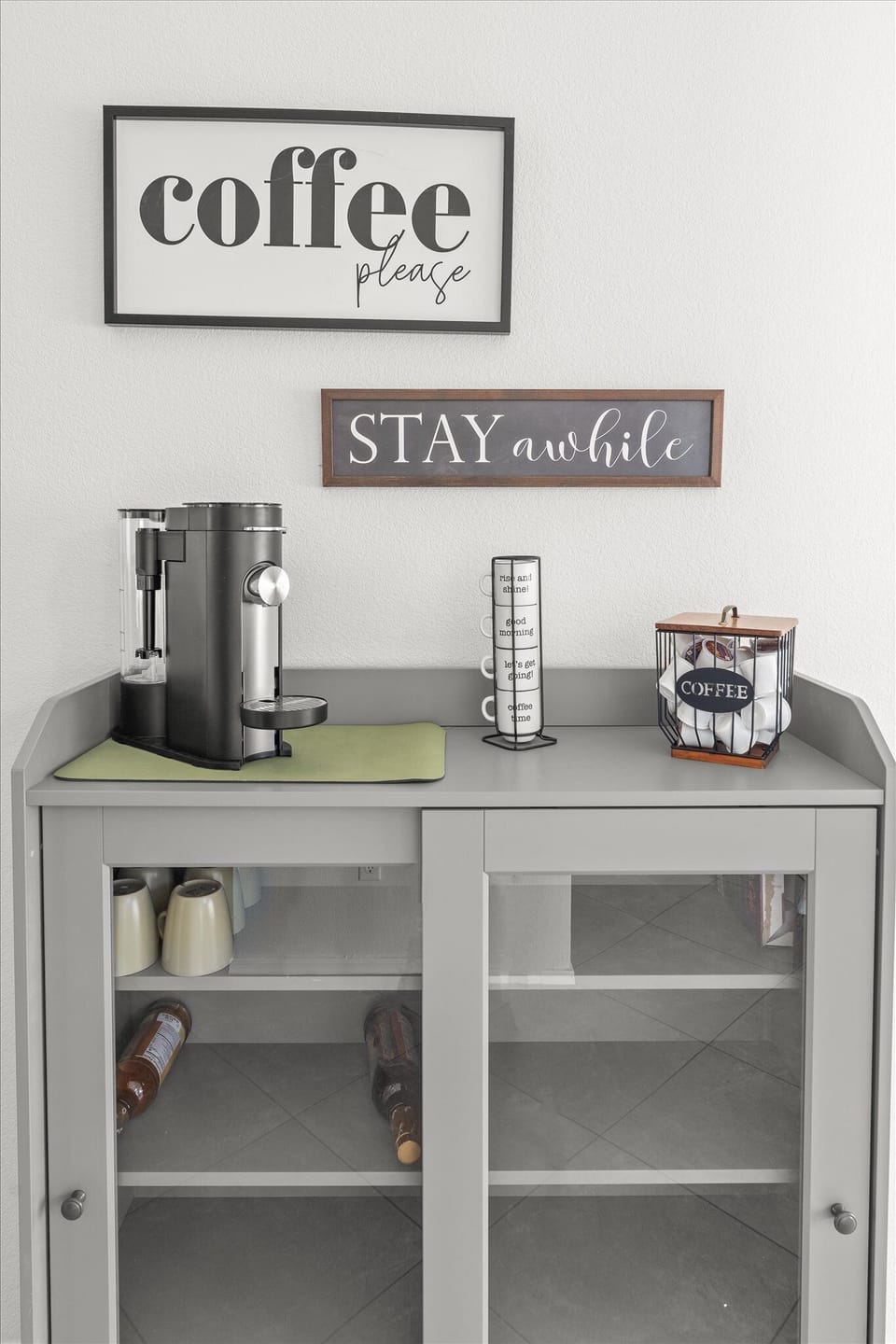 Fully stocked coffee bar