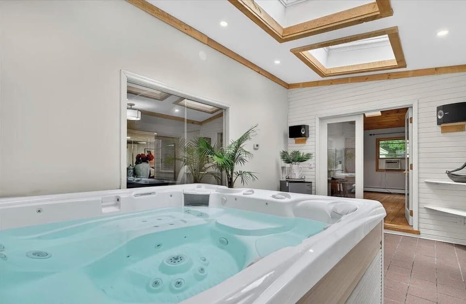 spa room off deck and family room