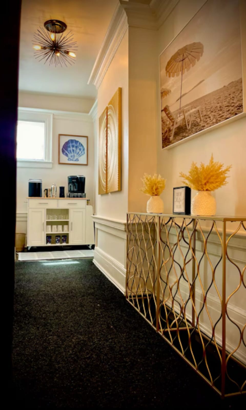 There’s a coffee station at the end of this hallway….