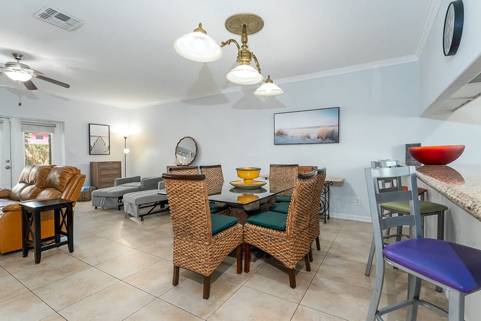 Whether you planning a family meal or competitive game night, our dining space has the room you need.