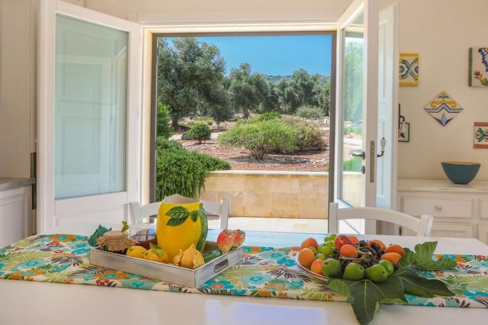 Bright kitchen with Mediterranean garden view