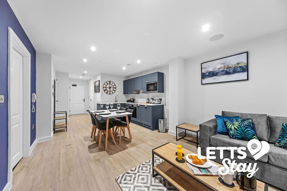 View of living area and kitchen
