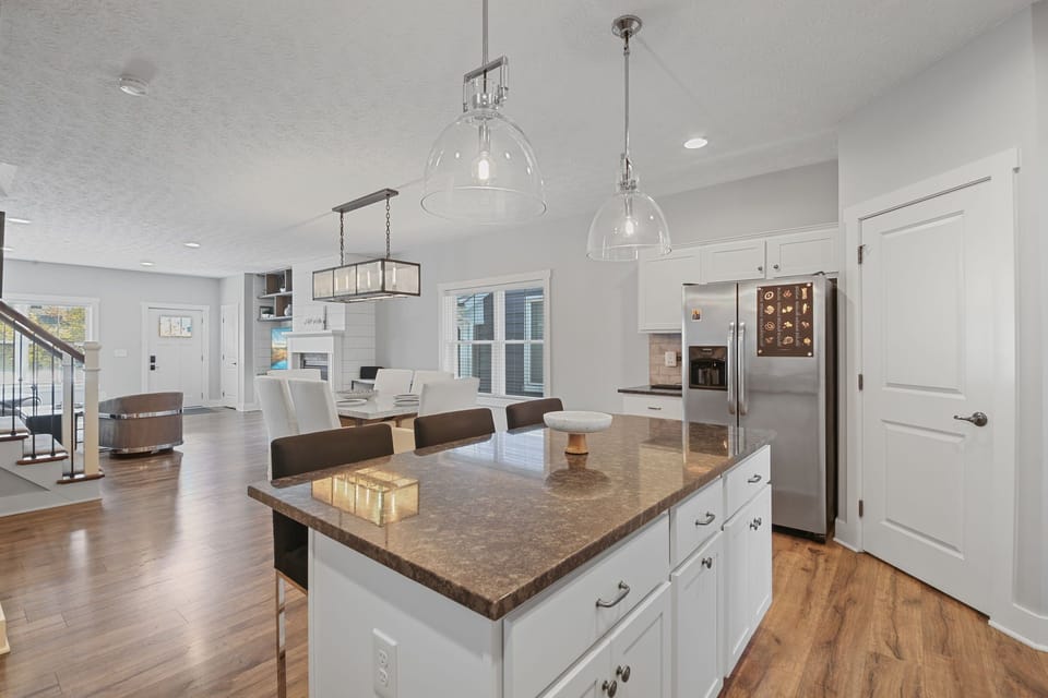 Kitchen island with seating for three