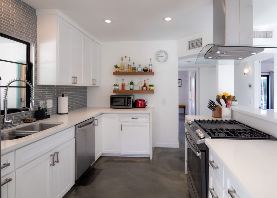 All stainless steel appliances with gas range