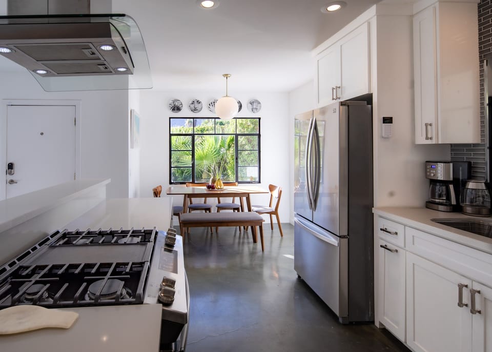 All stainless steel appliances with gas range