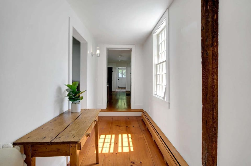 Sun-Filled Hallway with Antique Bench
